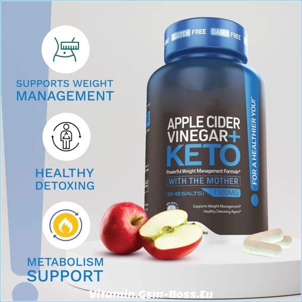 Apple Cider Vinegar + Capsules Plus Keto BHB Fat Burner Weight Loss Supplement for Men & Women Pills