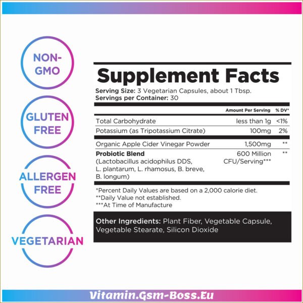Apple Vinegar Capsules Keto , Fat Burner Weight Loss Appetite Suppressant Pills - Image 6