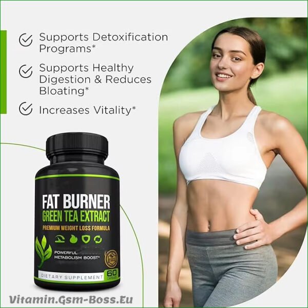 Green Tea Weight Loss for Women & Men , Stomach Fat Burner , Metabolism Booster Appetite Suppressant , Diet Vegan Supplements Pills - Image 3