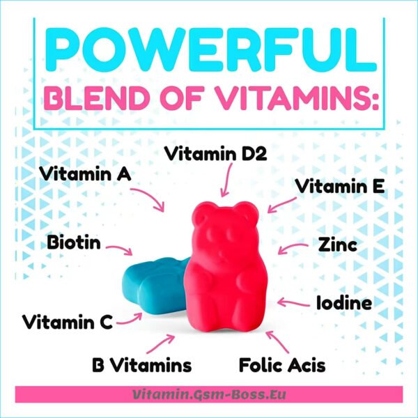 Hair , Skin , Nails Vitamin with Biotin & Folic Acid Vegetarian Gummies - Image 3