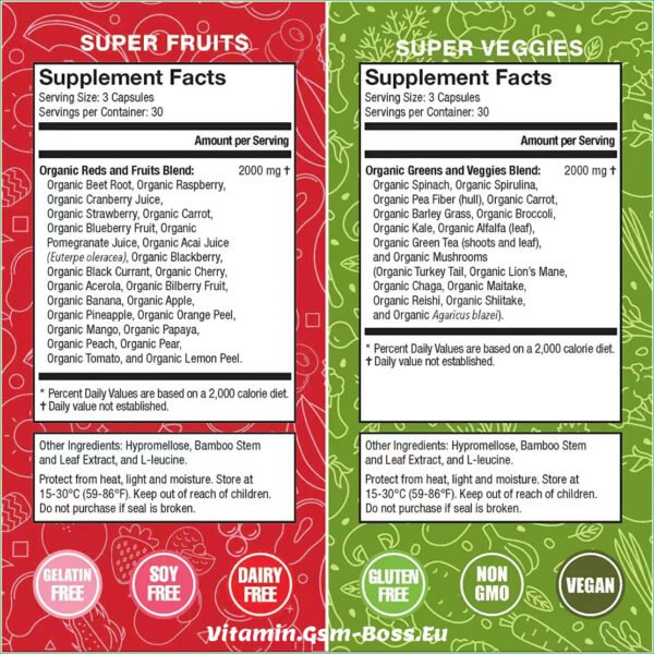 Super Organic 23 Fruit & Super Organic 16 Veggies Vitamin Pills - Image 3